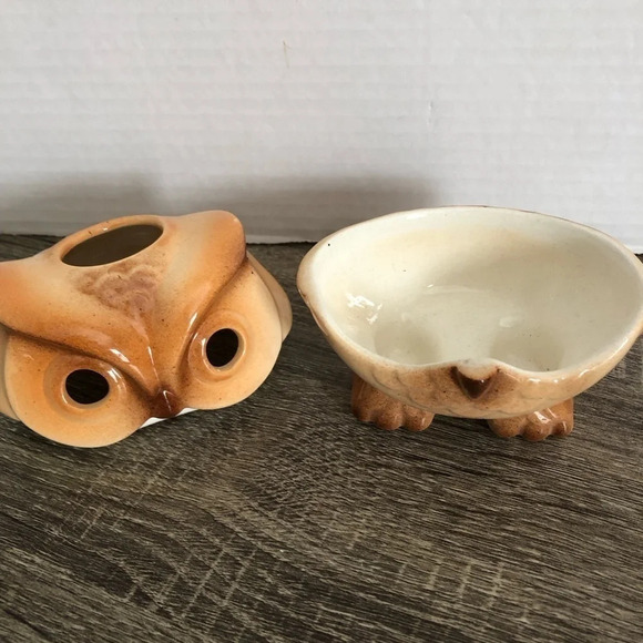 Vtg Hand Painted Ceramic Owl  Tealight Holder - Picture 2 of 7